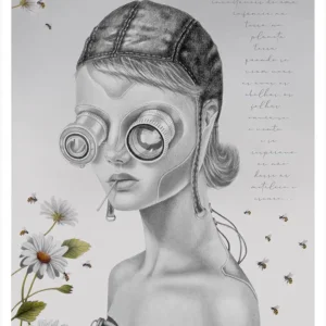 Cyborg em céu cinza